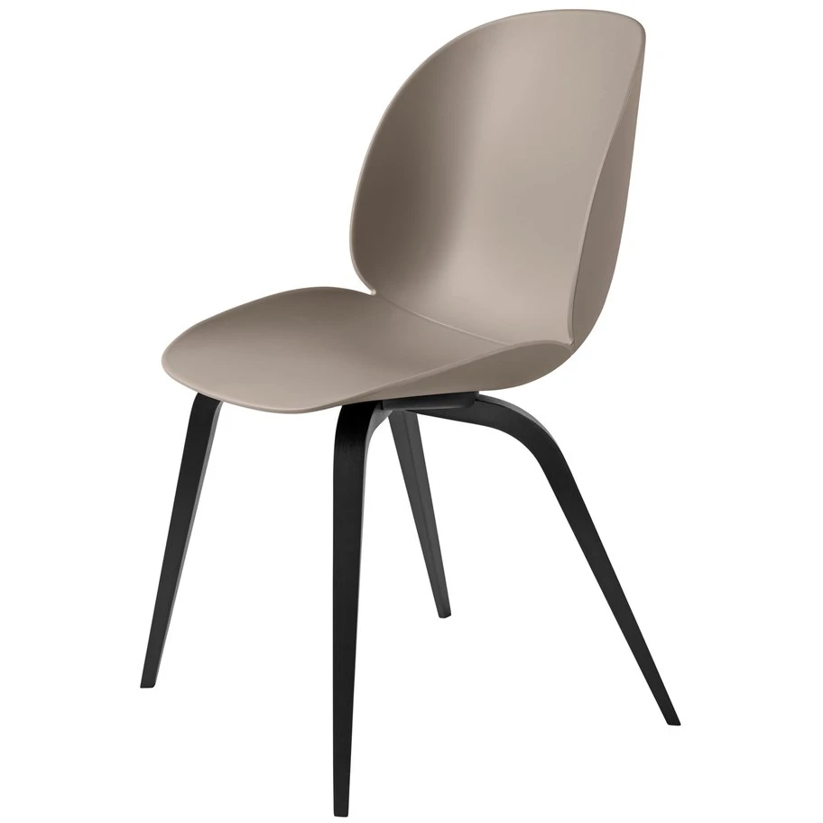 Beetle Dining Chair Un-upholstered - Black Wooden Legs