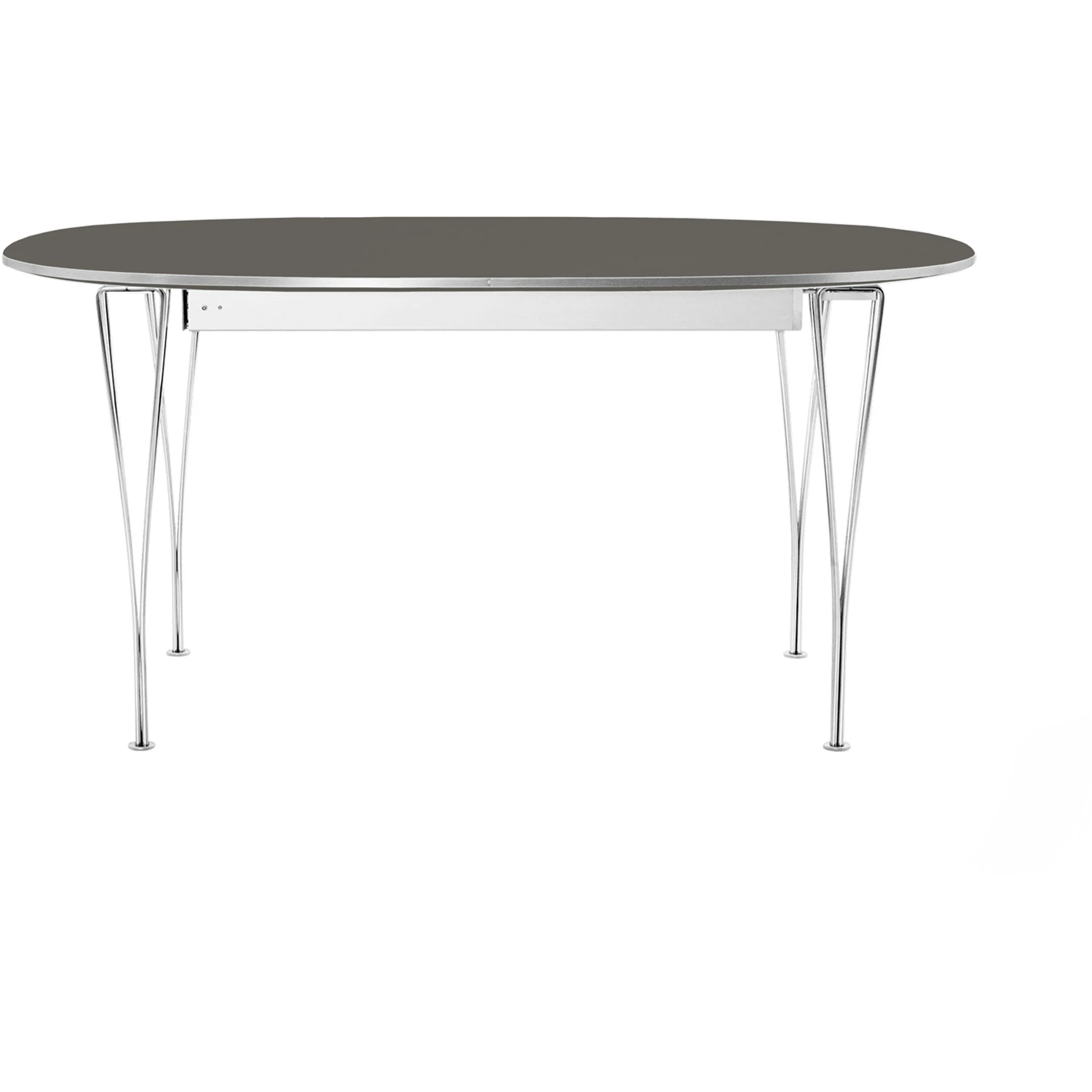 B619 Superellipsis Pull-out Laminate - Grey/Chrome - Dining Table - Arne Jacobsen,Bruno Mathsson,piet Hein