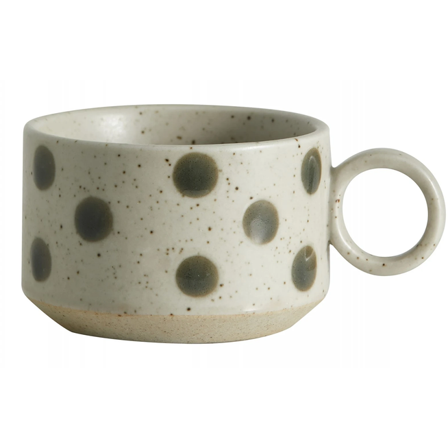 Photo of Grained Tea Mug Sand/Green Set of 4 Pieces