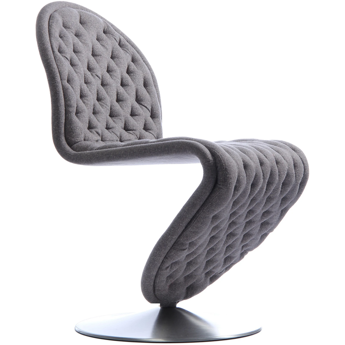 Photo of System 1-2-3 Dining Chair Deluxe Harald, Col. 182, Round Base, Brushed Aluminium - Matstolar - Verner Panton - Grå - Metall/textilmaterial/skum