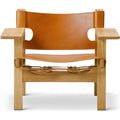 Thumbnail photo of Den Spanske Stol 3237 By Børge Mogensen  - Spisebordsstol - Oiled Oak / Cognac Saddle Leather - W56 X D48 X H84,5 X Sh46 Cm