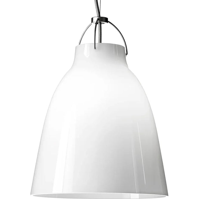 Photo of Caravaggio 2 Pendant White Opal Glass-grey Textile Cord