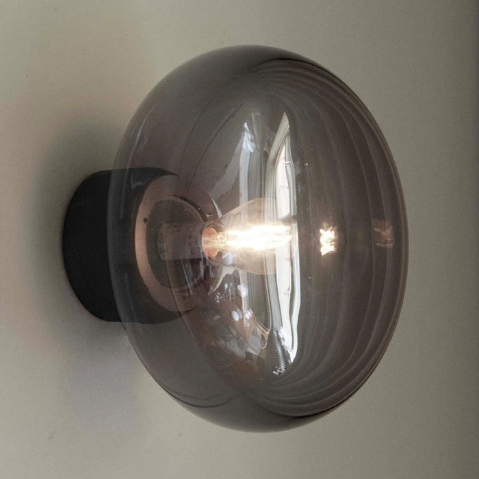 Photo of Karl-Johan Wall Lamp Black Stain Oak/Smoke Glass
