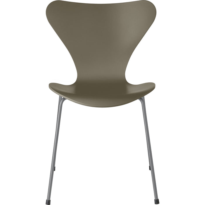 Photo of Sjuan 3107 Olive Green Lacquered/silver Grey - Dining chairs - Arne Jacobsen - Green - Metal/wood