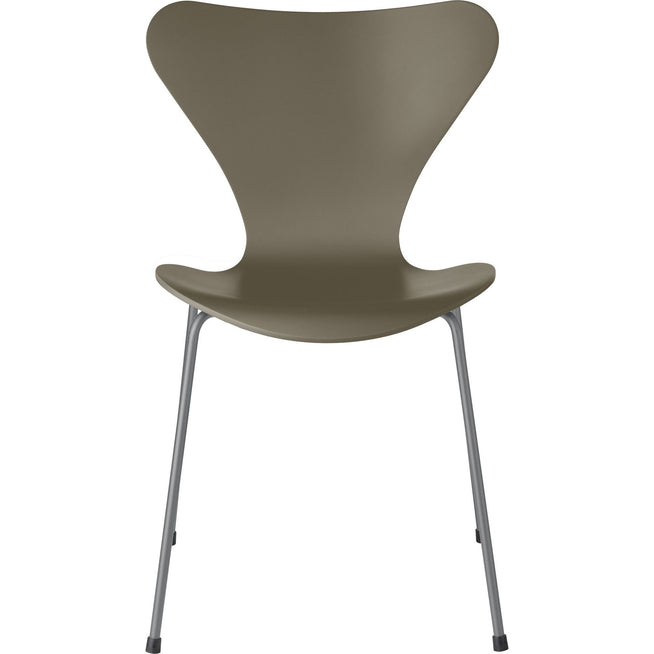 Photo of Sjuan 3107 Olive Green Lacquered/silver Grey - Dining chairs - Arne Jacobsen - Green - Metal/wood
