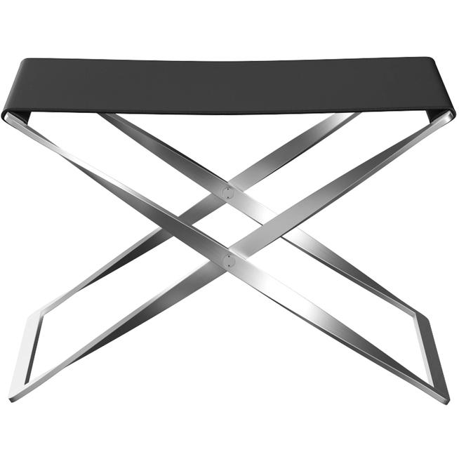 Photo of Pk91, Leather, Aura Black - Footstools - Poul Kjærholm - Black - Metal