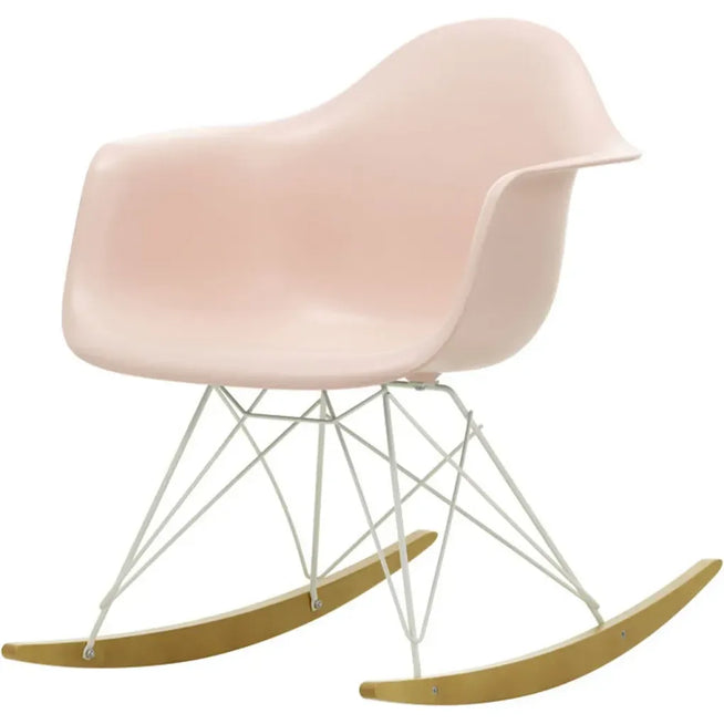 Photo of Eames Plastic Armchair RAR - 41 Pale Rose - White Base - Golden Maple - Dining Chairs - Metal/wood/plastic