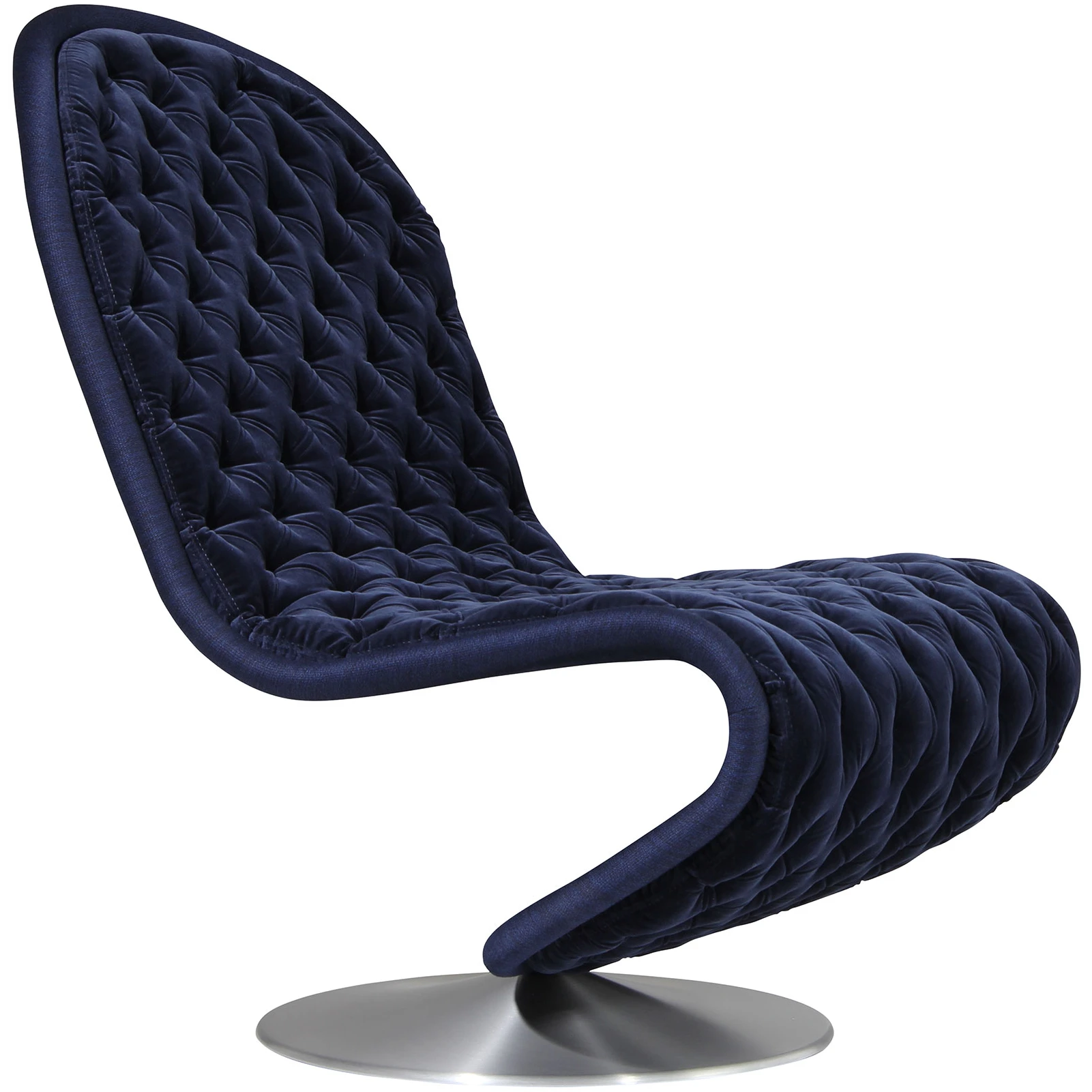 System 1-2-3 Lounge Chair Deluxe Harald, Col. 182, Round Base, Brushed Aluminium - Snurrfåtöljer - Verner Panton - Grå - Metall/textilmaterial/skum