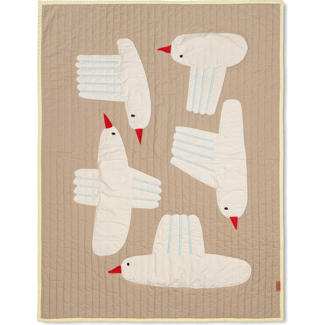 Photo of Bird Quilted Blanket - Børnetæppe - Sand - W110 X L80 Cm