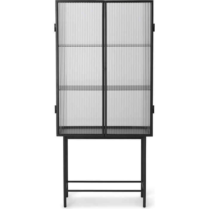 Photo of Haze Vitrine - Reeded Glass - Skab - Black - W70 X H155 X D32 Cm