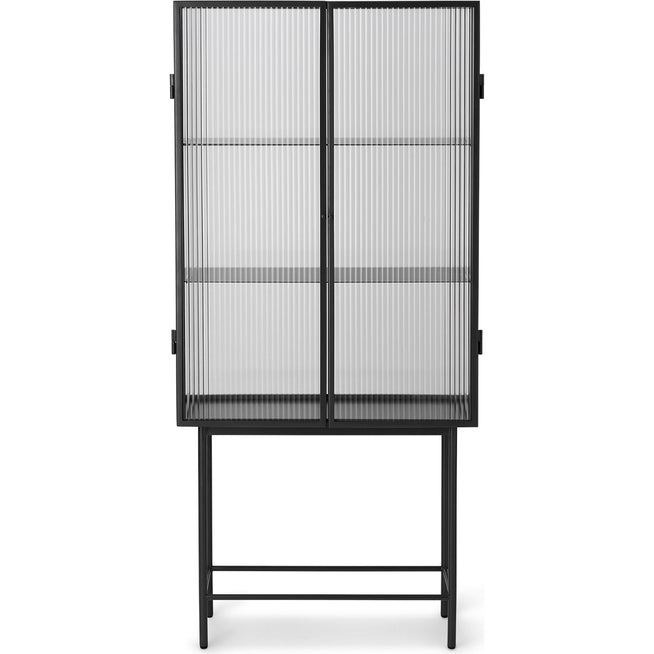 Photo of Haze Vitrine - Reeded Glass - Skab - Black - W70 X H155 X D32 Cm