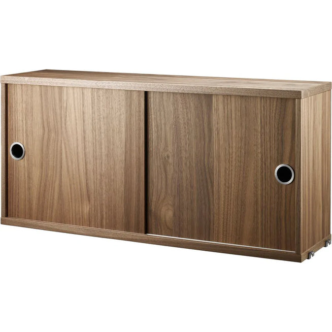 Photo of String Cabinets/sliding doors 78x20, Walnut - Shelving - Nils Strinning - Wood - Mdf/metal/wood