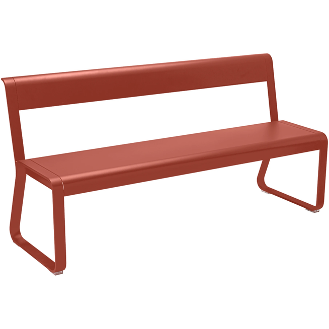 Photo of Bellevie Bench With Backrest Red Ochre - Garden Benches - Pagnon & Pelhaître - Red - Metal
