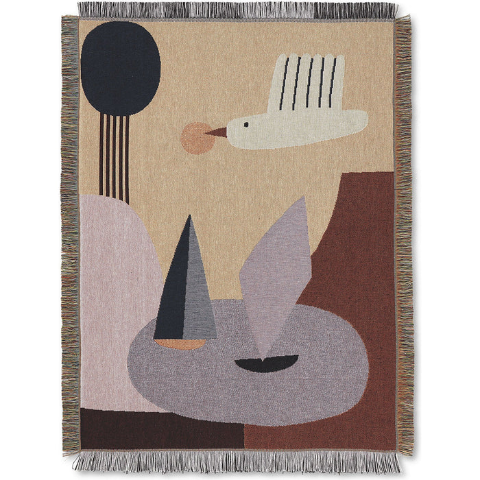 Photo of Bird Tapestry Blanket - Tæppe - Beige - W80 X L110 Cm