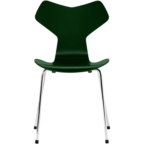Photo of 3130 Grand Prix, lacquered, Evergreen, underframe chrome-plated steel - Dining chairs - Arne Jacobsen