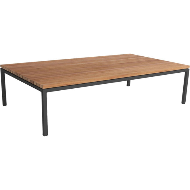 Photo of Bönan Lounge Table Small, Teak Table Top, Dark Grey Aluminium Frame - Coffee Table Outdoor - Studio Norrlandet - Wood Coloured - Metal/Textile/Synthetic