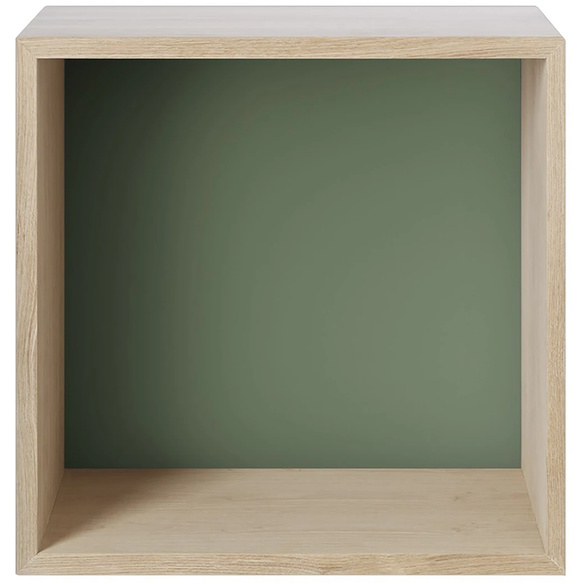 Photo of Mini Stacked Storage 2.0, Medium, Oak/dusty Green - Shelving - Julien De Smedt - Green, wood coloured - Mdf/wood