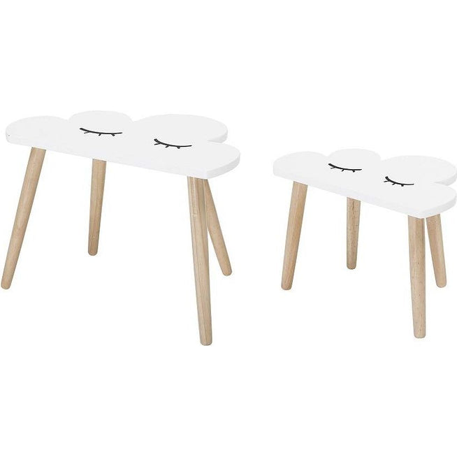 Photo of Side Table Set Of White Wood Clouds