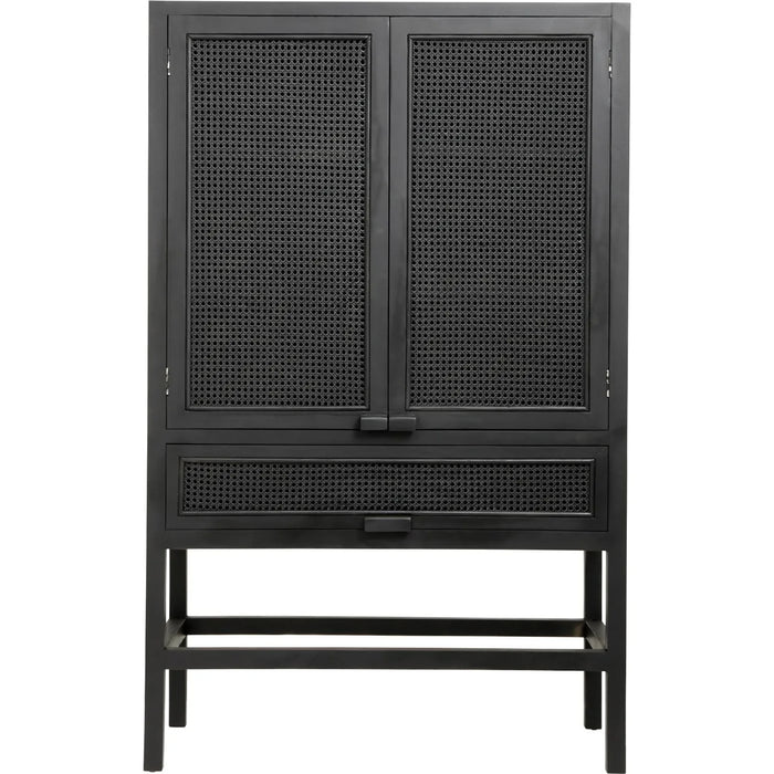Photo of Wicker Teak Cabinet with Webbing - Black