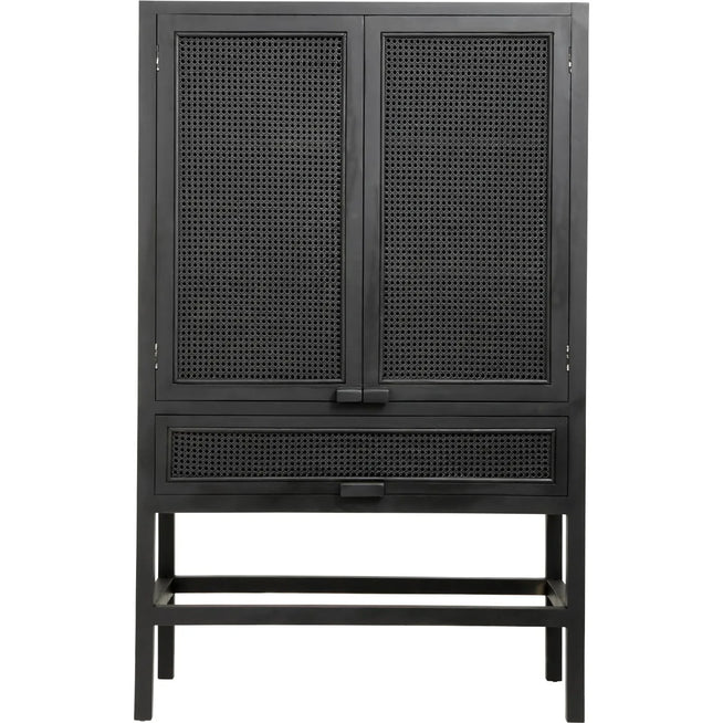 Photo of Wicker Teak Cabinet with Webbing - Black