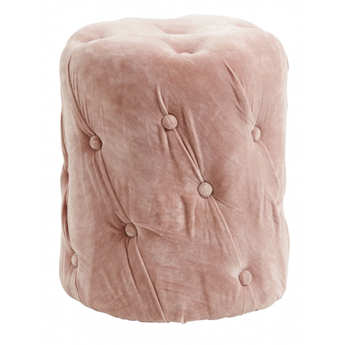 Photo of Velvet Ottoman with Buttons - Pink