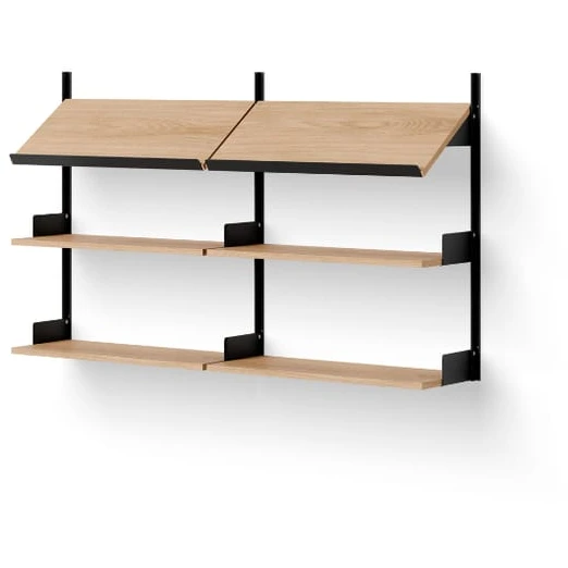 Photo of New Works Office Shelf - Hylde - Oak / Black - H94 X W163.5 X D30.5 Cm