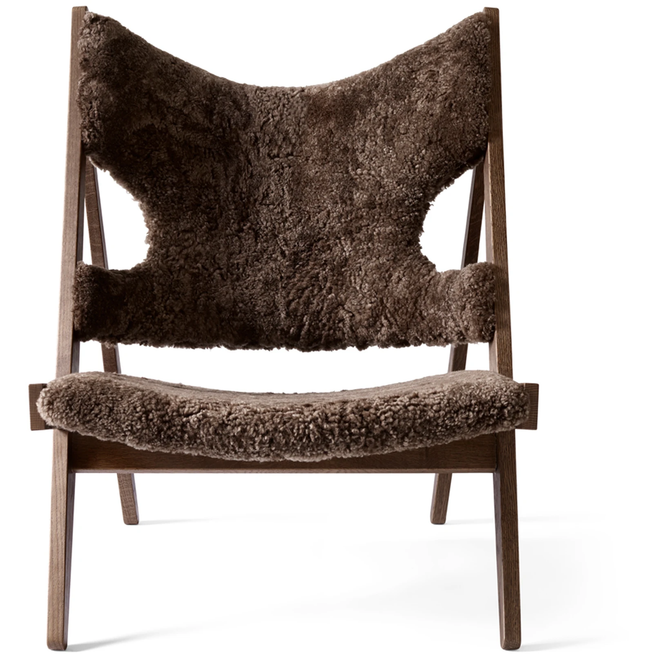 Photo of Knitting Lounge Chair Dark Stained Oak/sheepskin Drake 20 - Armchairs - Ib Kofod-larsen - Brown - Mdf/wood/foam/wool