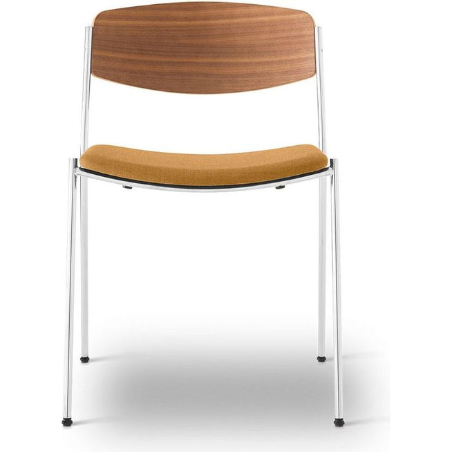 Photo of Lynderup Chair 3081 By Børge Mogensen - Spisebordsstol - Remix 422 / Lacquered Walnut / Chrome - W54 X D50 X H77 X Sh46 Cm