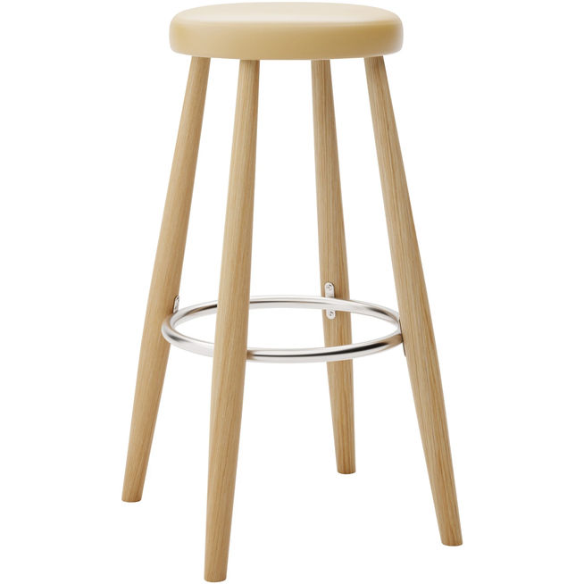 Photo of Carl Hansen - Ch56 High Stool, Oiled Oak, Leather Group B Thor - 325 - Bar stools & Bar stools - Hans J. Wegner - Wood - Leather/metal/wood