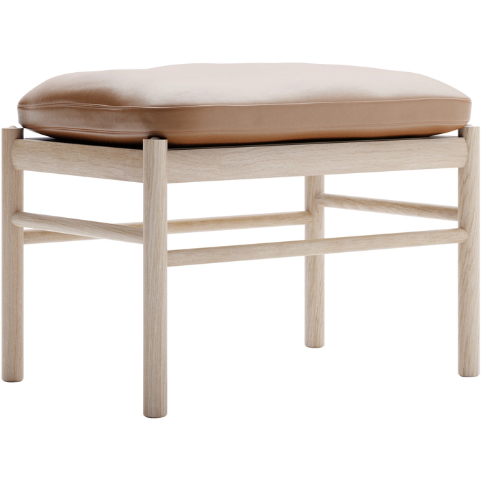 Photo of Carl Hansen - OW149F - Colonial Footstool, White Oiled Oak, Leather Group C Sif