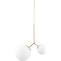 Thumbnail photo of Two hanging lamp brass with two white glass shades