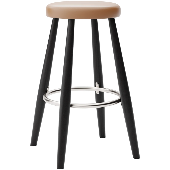Carl Hansen - Ch58 Low Stool, Black Lacquered Oak, Leather Group B Thor - 307 - Bar stools & Bar stools - Hans J. Wegner - Black - Leather/metal/wood