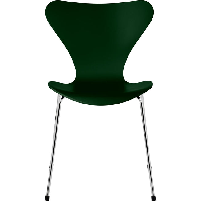 Photo of Sjuan 3107 Evergreen Lacquered/chrome - Dining chairs - Arne Jacobsen - Green - Metal/wood