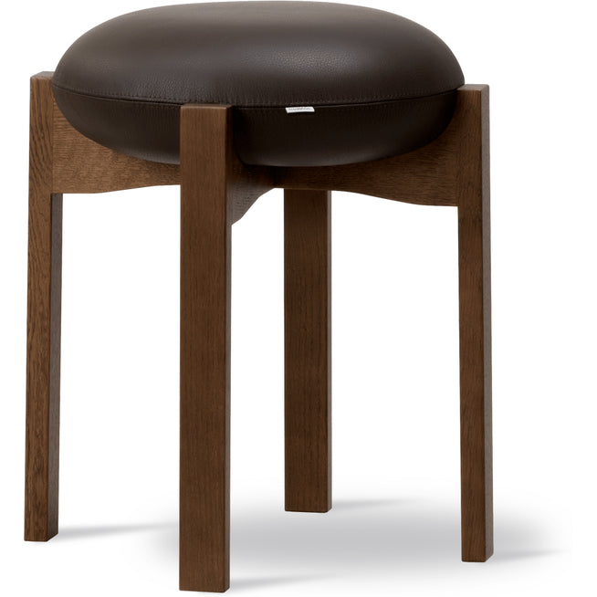 Photo of Pioneer Stool 6830 / By Maria Bruun - Skammel - Primo 86-1 Dark Brown / Smoked Oak Stained - Ø41 X H46 Cm
