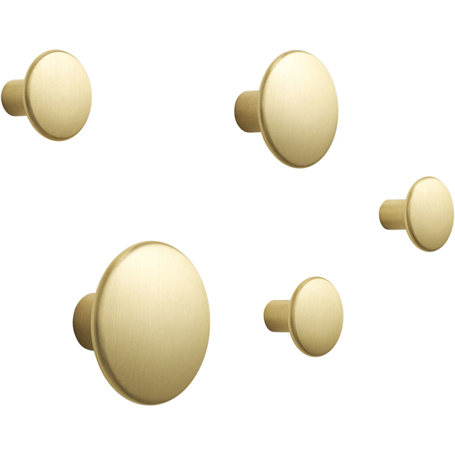 Photo of The Dots Metal Coat Hooks Set Of 5, Brass - Knoppar - Lars Tornøe - Svart