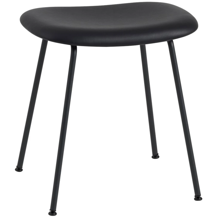 Photo of Fiber Stool, Tube Base, Silk Leather - Black/black - Sittpallar - Iskos-berlin - Svart - Metall/plast