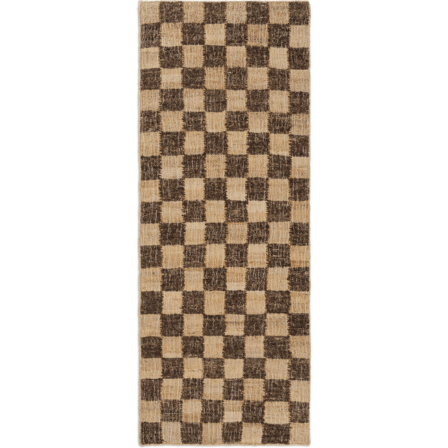Photo of Check Wool Jute Gulvtæppe - Gulvtæppe - 70 X 180 - Coffee/natural - W70 X D1 X H180 Cm