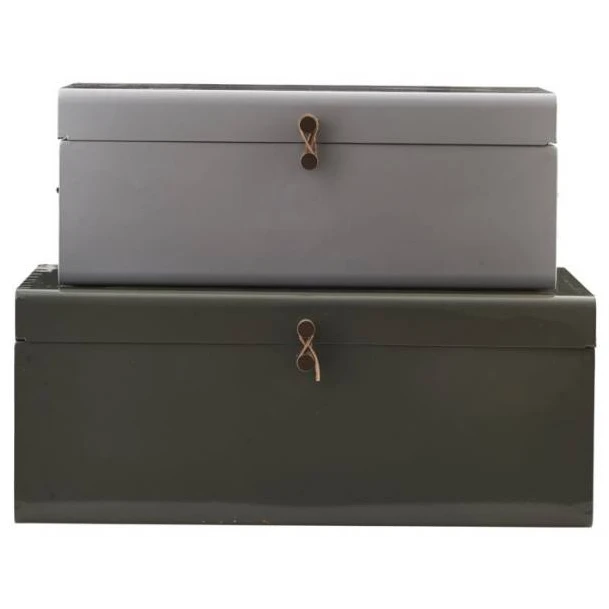 Photo of Storage Boxes Set of 2 Green Grey