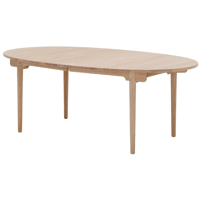 Photo of Ch338 Dining table extendable with space for 4 inserts Oak white oil space for 4 inserts