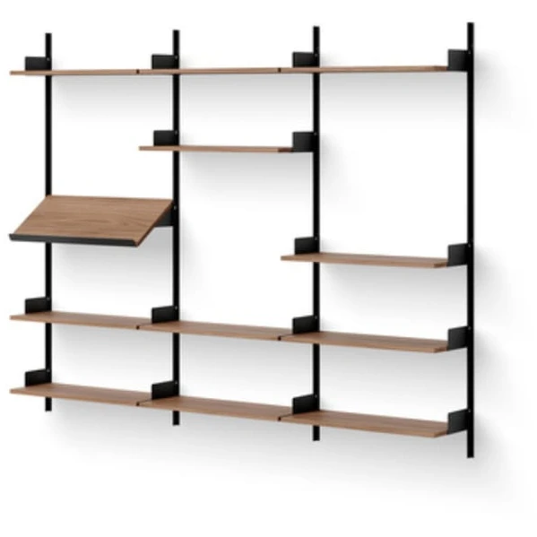 Photo of New Works Display Shelf - Reolsystem - Walnut / Black - H190 X W243.5 X D30.5 Cm