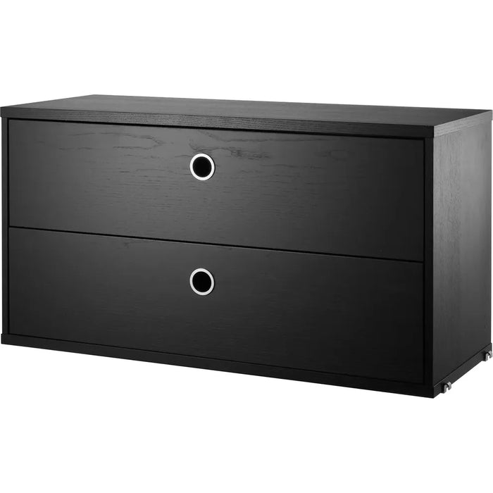 Photo of String drawer unit 78x30, Black stained ash - Shelving - Nils Strinning - Black - Wood