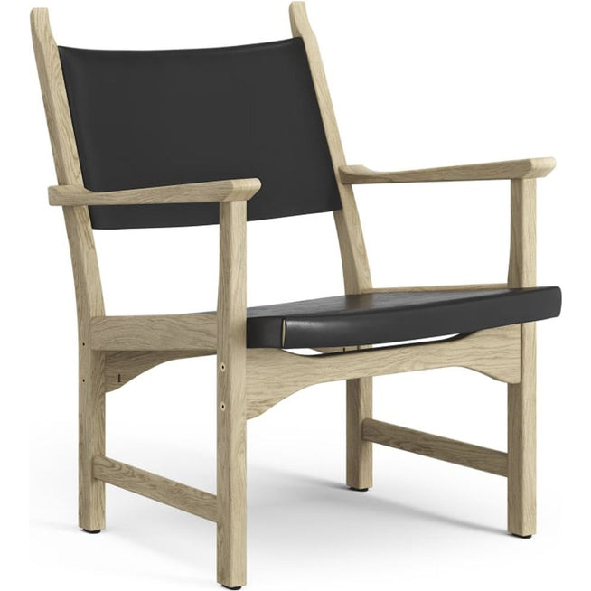 Photo of Caryngo Arm Chair Natural Laquered Oak-black Sadle Leather