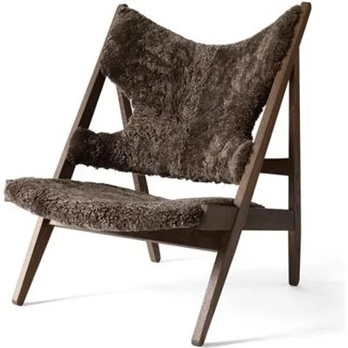 Photo of Knitting Lounge Chair Dark Stained Oak/sheepskin Drake 20 - Armchairs - Ib Kofod-larsen - Brown - Mdf/wood/foam/wool
