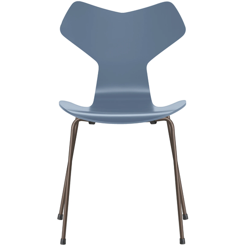 Photo of 3130 Grand Prix, Lackad, Dusk Blue, Underrede Brown Bronze - Matstolar - Arne Jacobsen - Blå - Metall/trä
