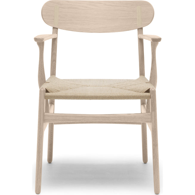 Photo of Carl Hansen - Ch26, White Oiled Oak, Natural Braided Paper String - Dining Chairs - Hans J. Wegner - Wood
