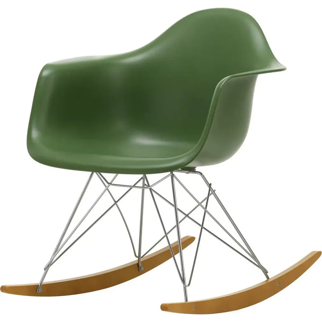 Photo of Eames Plastic Armchair Rar - 48 Forest - Chrome Base - Golden Maple - Dining Chairs - Metal/wood/plastic