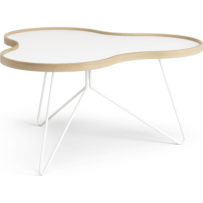 Photo of Flower Table 84x90 Cm White - 45cm - Oak Edge - White Base