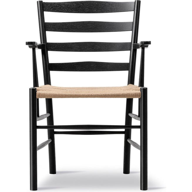 Photo of Klint Chair 3207 / By Kaare Klint - Spisebordsstol - Black Lacquered Oak / Natural Papercord - W48 X D55 X H85 X Sh45,5 Cm