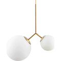 Thumbnail photo of Two hanging lamp brass with two white glass shades