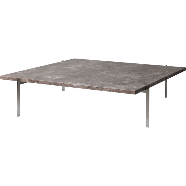 Photo of Pk61a, Grey-brown Marble, Matt ground - Coffee table - Poul Kjærholm - Grey - Metal/stone